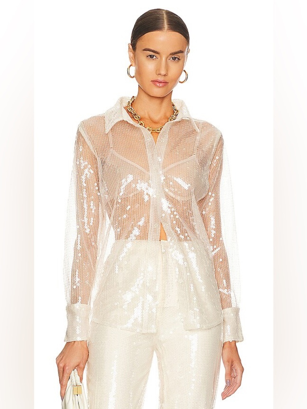 More To Come Sequin Sheer Shirt